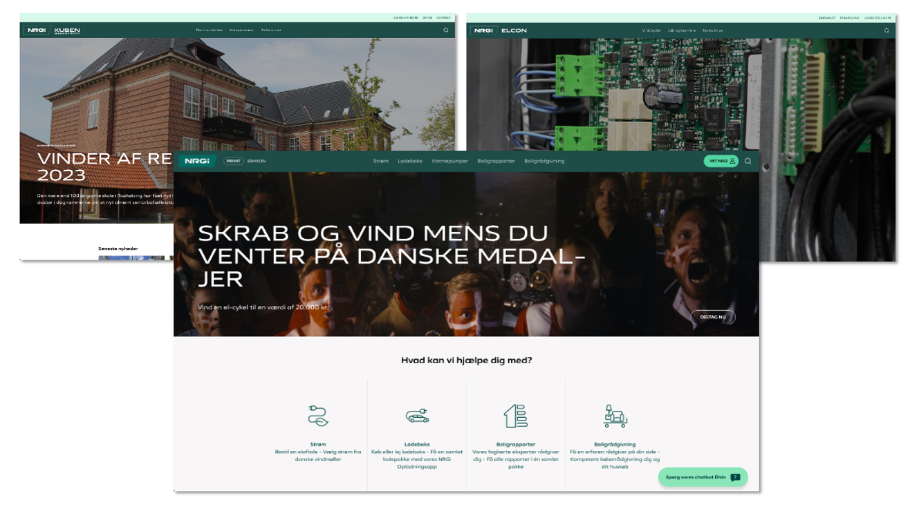 Desktopvisning af NRGI hjemmeside - Subsites