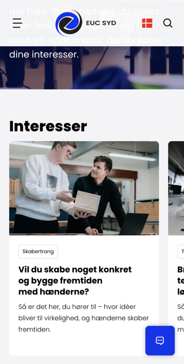 Mobile view of guide to choosing studies based on interests