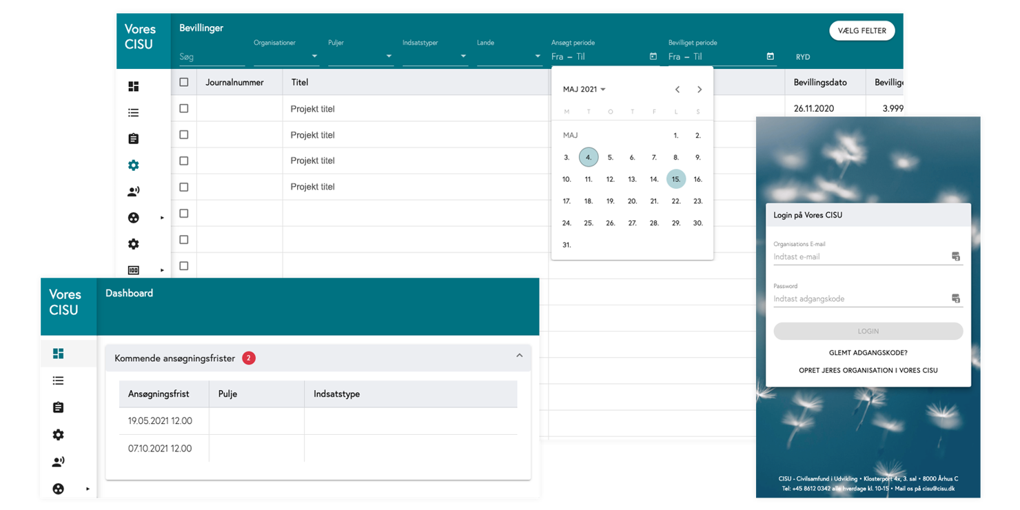 Interface fra CISUs bevillingssystem