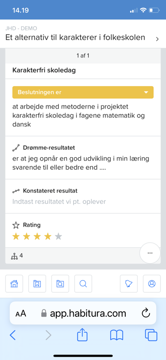 Mobilvisning af habitura app