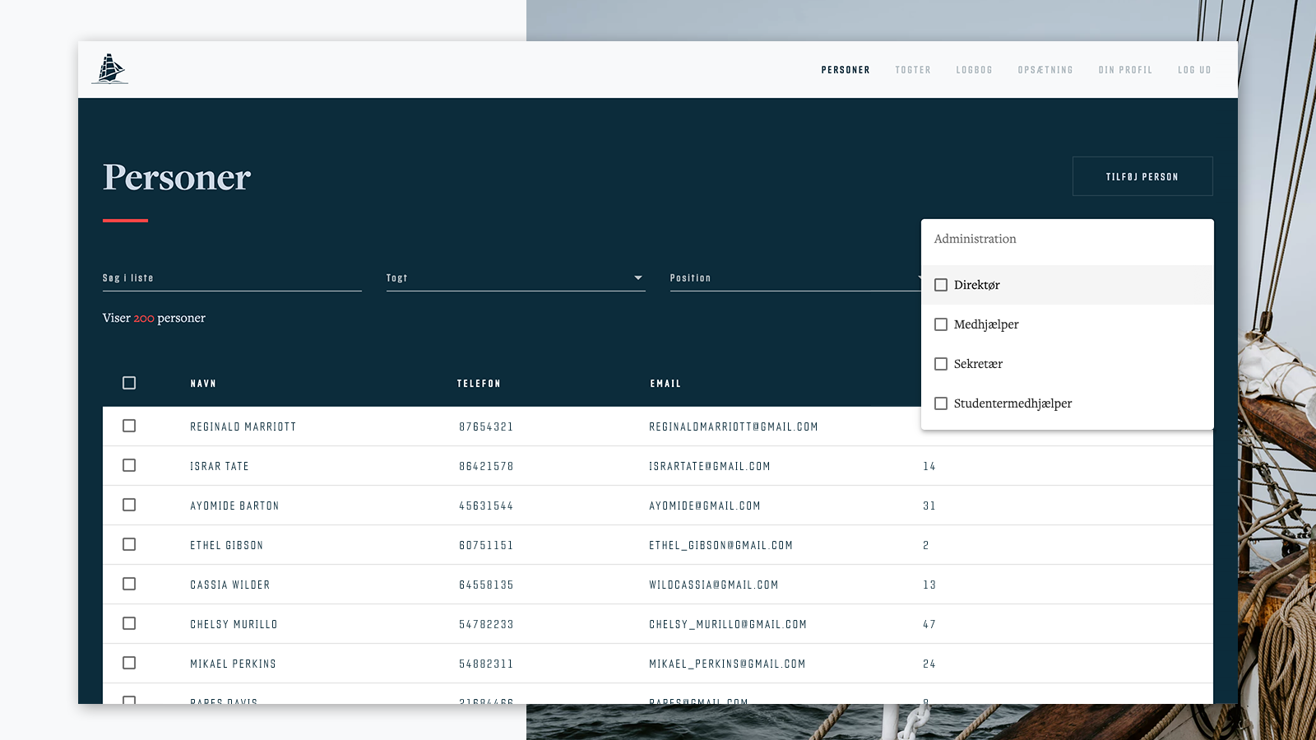 Persondata administrationssystem - interface