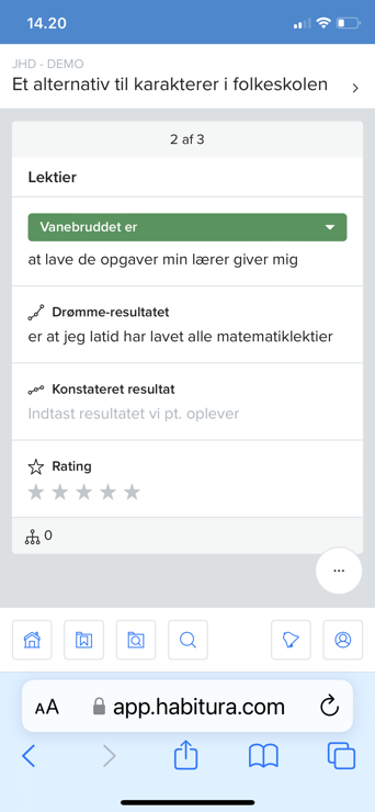 Mobilvisning af habitura app