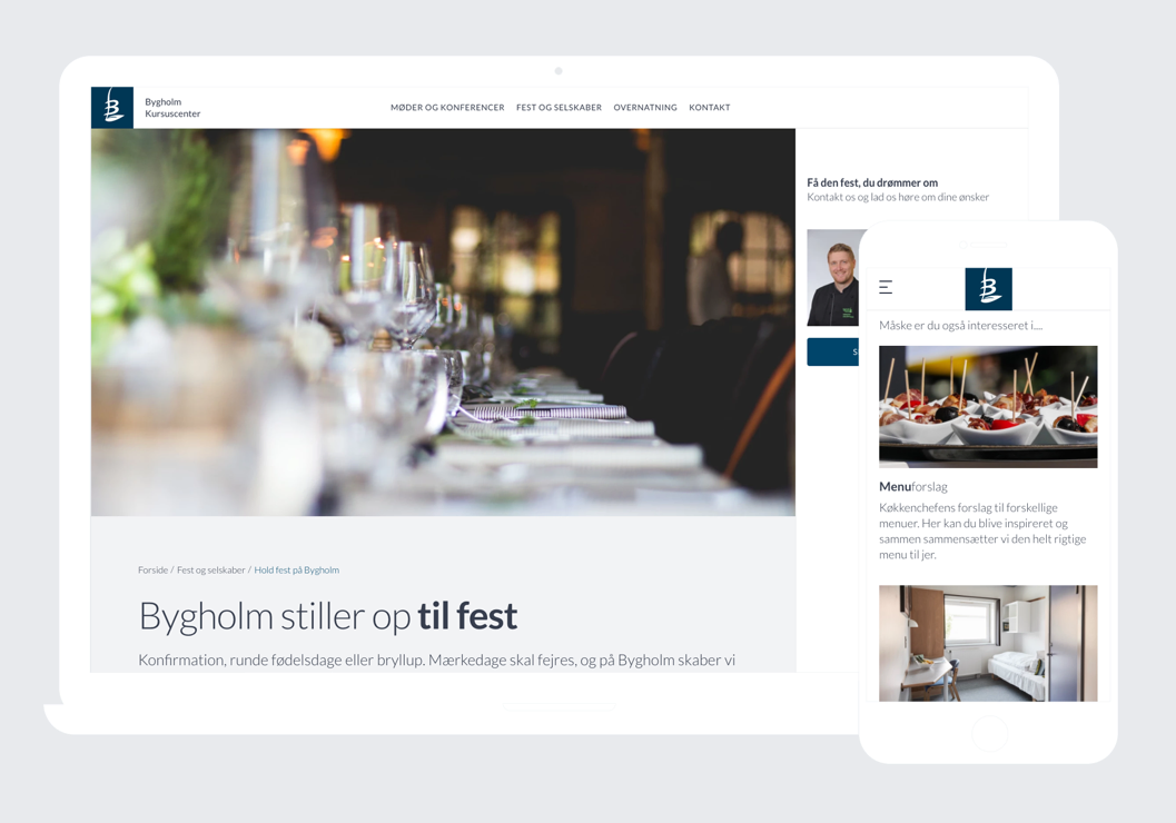 Desktop view of Bygholm Kursuscenter website