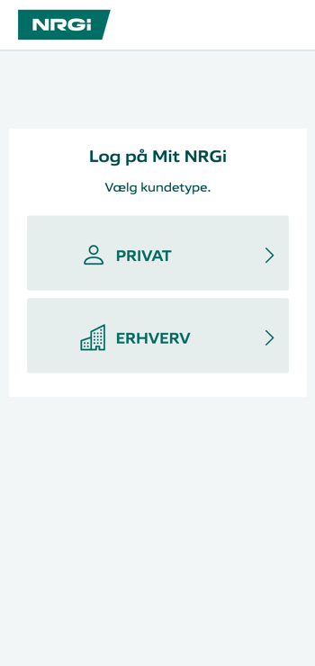 Mobilvisning af Mit NRGI-appen – Log på