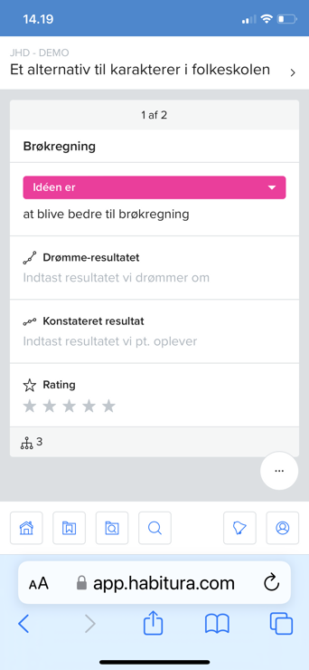 Mobilvisning af habitura app