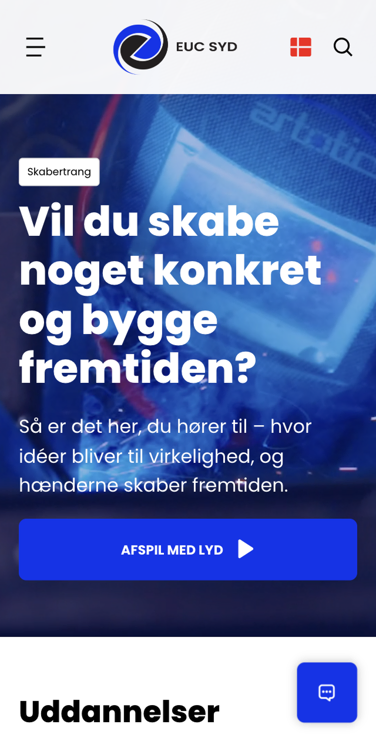 Mobile view of page about programs within Skabertrang